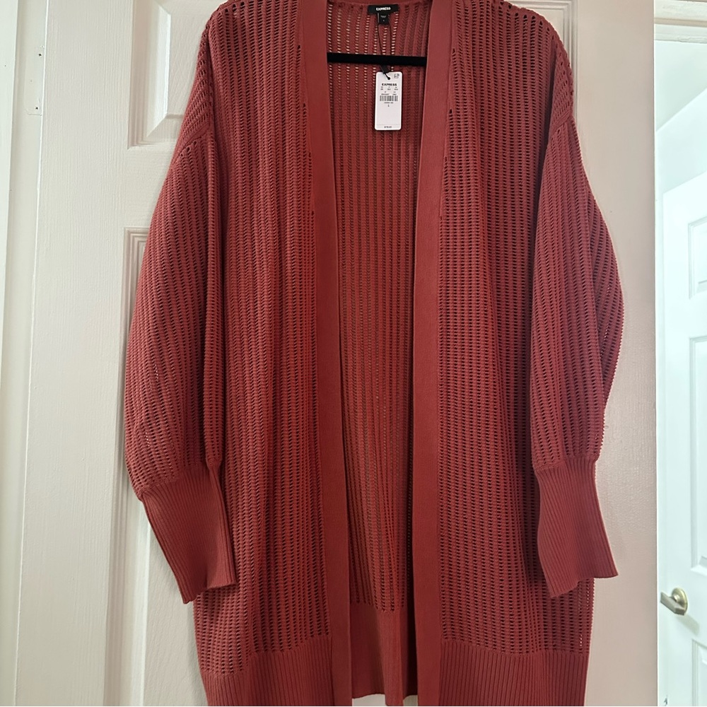 Women's Rust Open-Front Cardigan - Picture 2 of 4